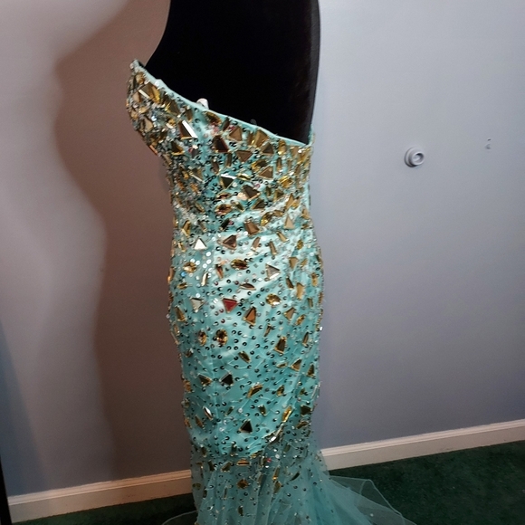 Panoply Size 6 Aqua Sparkly Mermaid Dress - Picture 9 of 12